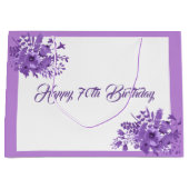 70e verjaardag paarse waterkleurige floralen groot cadeauzakje (Voorkant)