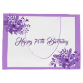70e verjaardag paarse waterkleurige floralen groot cadeauzakje (Achterkant)