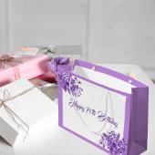 70e verjaardag paarse waterkleurige floralen groot cadeauzakje