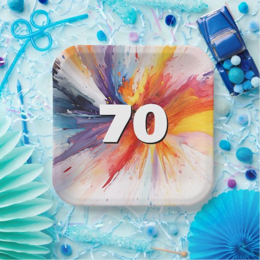 70e verjaardag Paint Blast Papieren Bordje (Feest)
