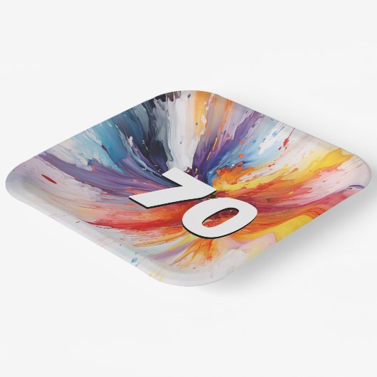 70e verjaardag Paint Blast Papieren Bordje (Gebogen)