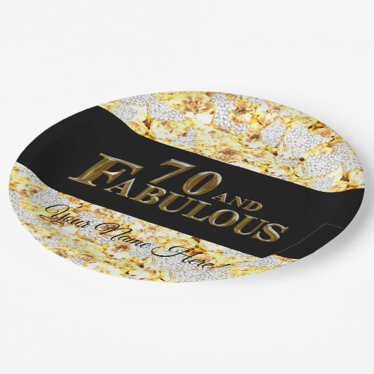 70e verjaardag papieren bordje (Gekanteld)