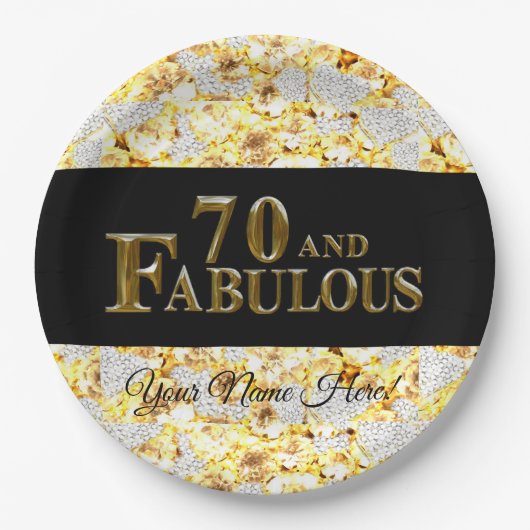 70e verjaardag papieren bordje (Voorkant)