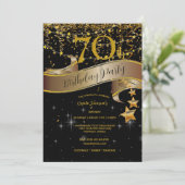 70e verjaardag partij champagne glazen Streamers Kaart (Staand voorkant)