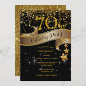 70e verjaardag partij champagne glazen Streamers Kaart (Voorkant / Achterkant)