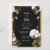 70e verjaardag/partij Gold Lijst witte ventilator Kaart (Voorkant)