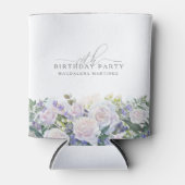 70e Verjaardag Party Blauw Wit Bloemen Custom Blikjeskoeler (Voorkant)