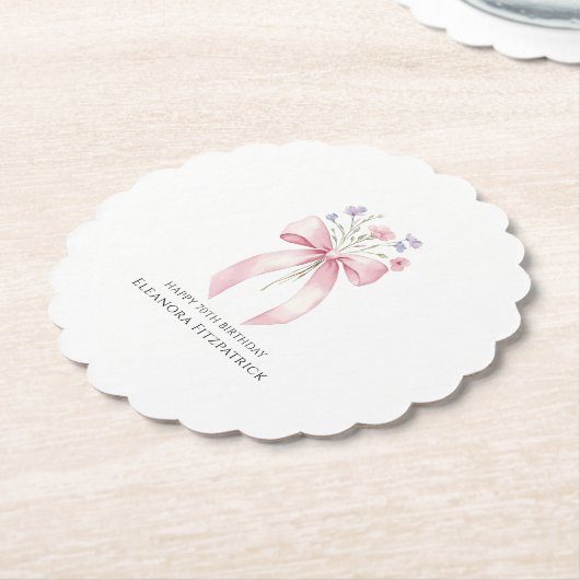 70e Verjaardag Party Custom Onderzetter Bow Wildfl (Gekanteld)