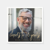 70e verjaardag Party Foto Cheers Gold Script Servet (Voorkant)