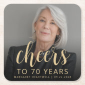 70e verjaardag Party Foto Proost Kartonnen Onderzetters (Voorkant)