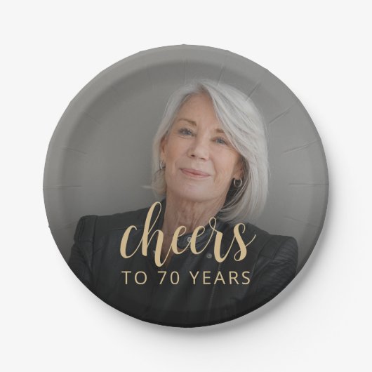 70e verjaardag Party Foto Proost Papieren Bordje (Voorkant)