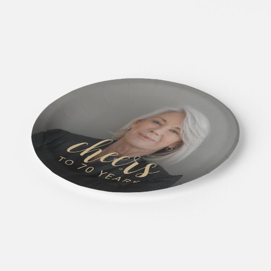 70e verjaardag Party Foto Proost Papieren Bordje (Gekanteld)