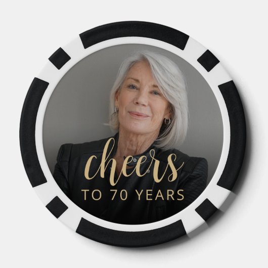 70e verjaardag Party Foto Proost Poker Chips (Achterkant)