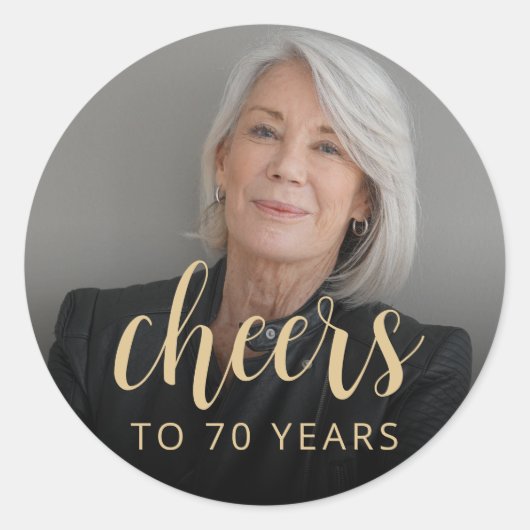 70e verjaardag Party Foto Proost Ronde Sticker (Voorkant)