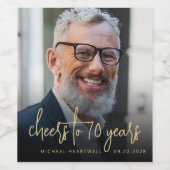 70e verjaardag Party Foto Proost Wijn Etiket (Enkel label)