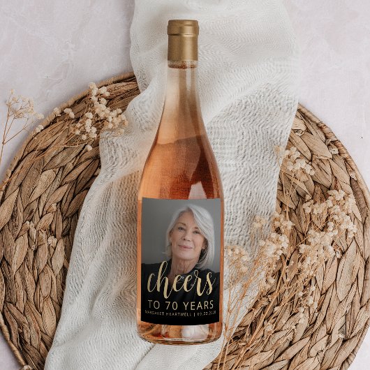 70e verjaardag Party Foto Proost Wijn Etiket