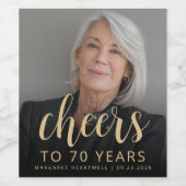 70e verjaardag Party Foto Proost Wijn Etiket (Enkel label)