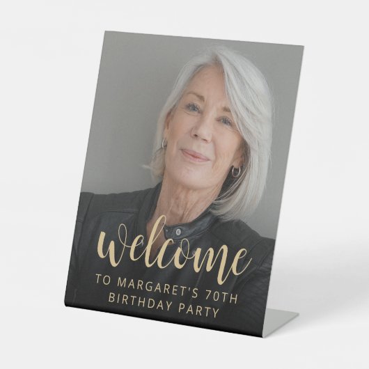 70e verjaardag Party Foto Welkom Reclamebord Met Voetstuk (Voorkant)