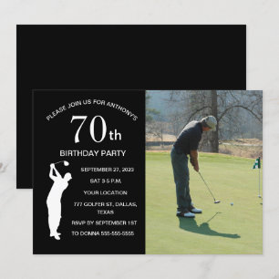 70e Verjaardag Party Golfer Black Par Golf Foto Kaart