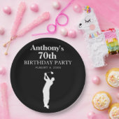 70e verjaardag Party Golfer Black Par Zeventigste Papieren Bordje (Feest)