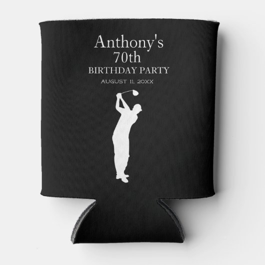 70e Verjaardag Party Golfer Elegant Par Zeventigst Blikjeskoeler (Voorkant)