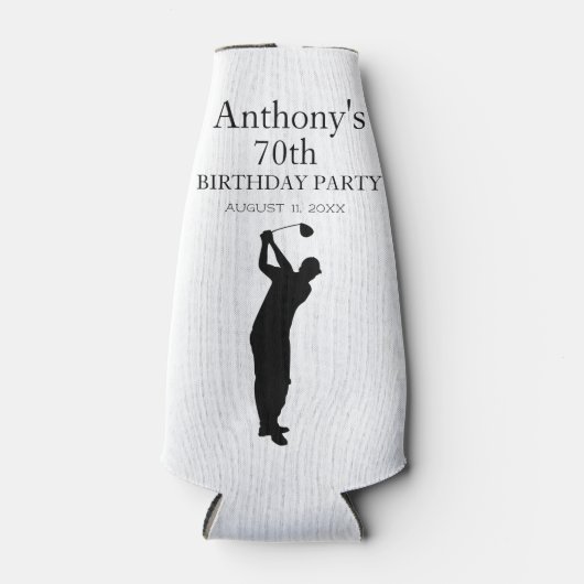 70e Verjaardag Party Golfer Elegant Par Zeventigst Flesjeskoeler (Voorkant)