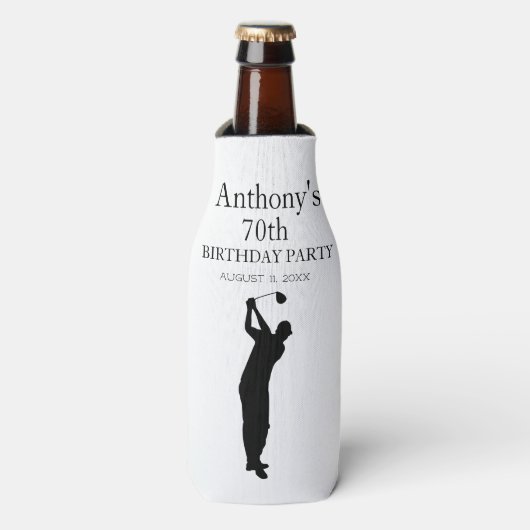 70e Verjaardag Party Golfer Elegant Par Zeventigst Flesjeskoeler (Fles Voorkant)