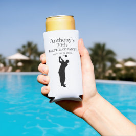 70e Verjaardag Party Golfer Elegant Par Zeventigst Seltzer Blikjeskoeler