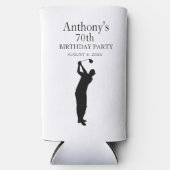 70e Verjaardag Party Golfer Elegant Par Zeventigst Seltzer Blikjeskoeler (Voorkant)