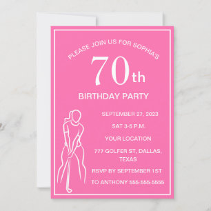 70e verjaardag Party Golfer Pink Ladies Golf Par Kaart