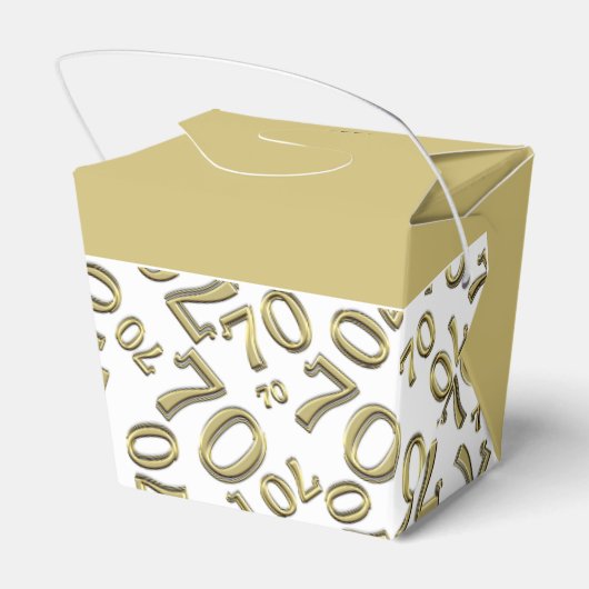 70e Verjaardag Party Goud/Wit Getal Patroon Bedankdoosjes (Achterkant)