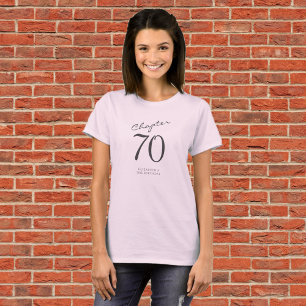 70e verjaardag Party grijs script roze T-shirt