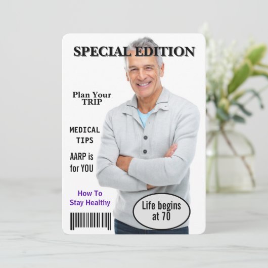 70e verjaardag Party Magazine Hoesje Uitnodiging (Staand voorkant)