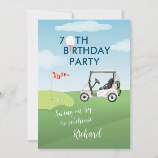 70e verjaardag Party Mannen Golf Theme Party Kaart (Achterkant)