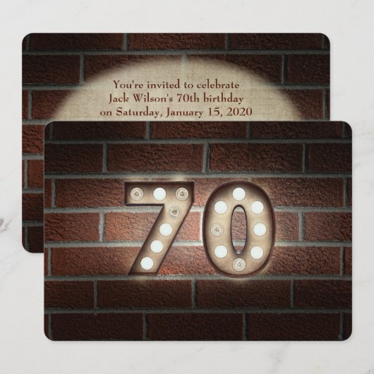 70e verjaardag Party-markquee verlichting op bakst Kaart (Voorkant / Achterkant)