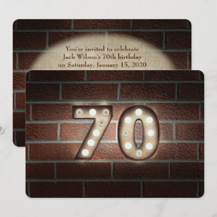 70e verjaardag Party-markquee verlichting op bakst Kaart