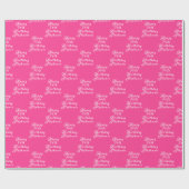 70e verjaardag Party Naam Hot Pink Modern Patroon Cadeaupapier (Vlak)