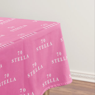 70e verjaardag Party Naam Roze Modern Patroon Tafelkleed