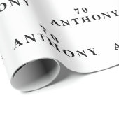 70e verjaardag Party Naam Zwart Modern Patroon Cadeaupapier (Rol Hoek)