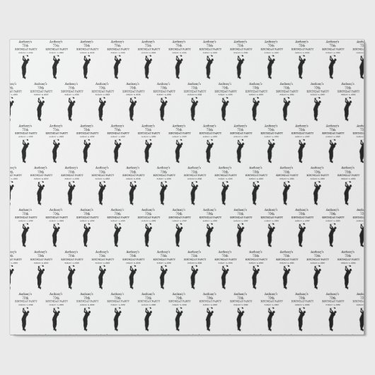 70e verjaardag Party Naam Zwart Modern Patroon Cadeaupapier (Vlak)