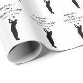 70e verjaardag Party Naam Zwart Modern Patroon Cadeaupapier (Rol Hoek)