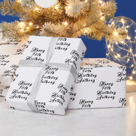 70e verjaardag Party Naam Zwart Modern Patroon Cadeaupapier