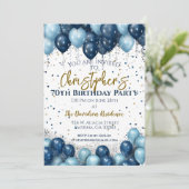 70e verjaardag Party Navy Ballonnen Kaart (Staand voorkant)