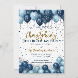 70e verjaardag Party Navy Ballonnen Kaart