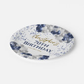 70e verjaardag Party Navy Ballonnen Papieren Bordje (Gekanteld)