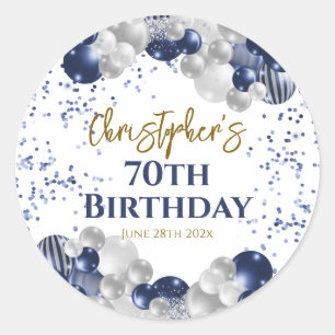 70e verjaardag Party Navy Ballonnen Ronde Sticker