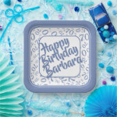 70e verjaardag Party Nummer Patroon Blauw Wit Papieren Bordje (Feest)