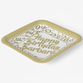 70e verjaardag Party Nummer Patroon Goud Wit Papieren Bordje (Gebogen)