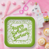 70e verjaardag Party Nummer Patroon Groen Wit Papieren Bordje (Feest)