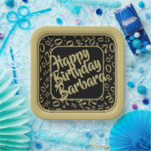 70e verjaardag Party Nummer Patroon Zwart Goud Papieren Bordje (Feest)